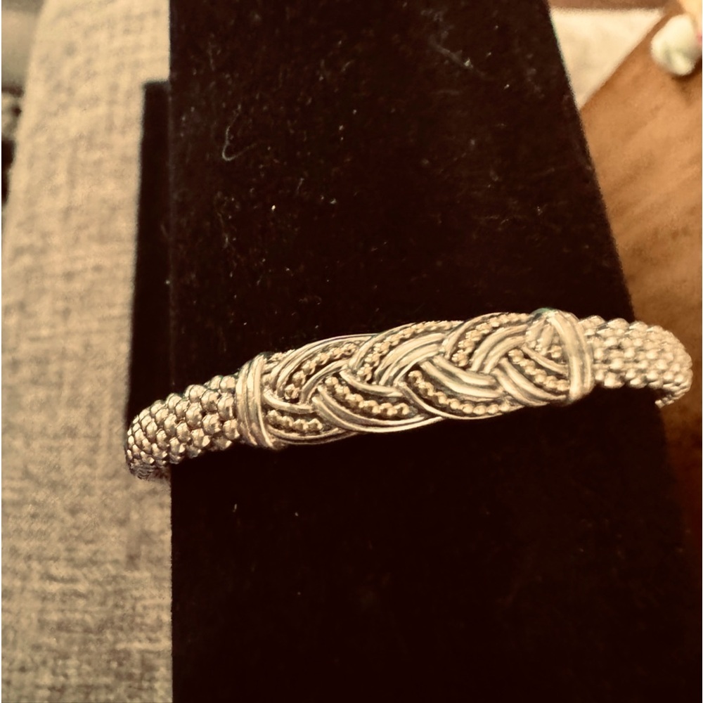 Lagos Braided Sterling and 18k Gold 6mm Bracelet, Size Large.
